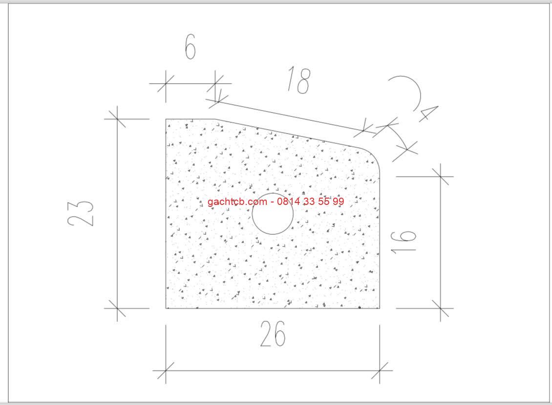 Bản vẽ bó vỉa bê tông tính năng cao giả đá vân 3D kim cương KT 23x26x100 cm